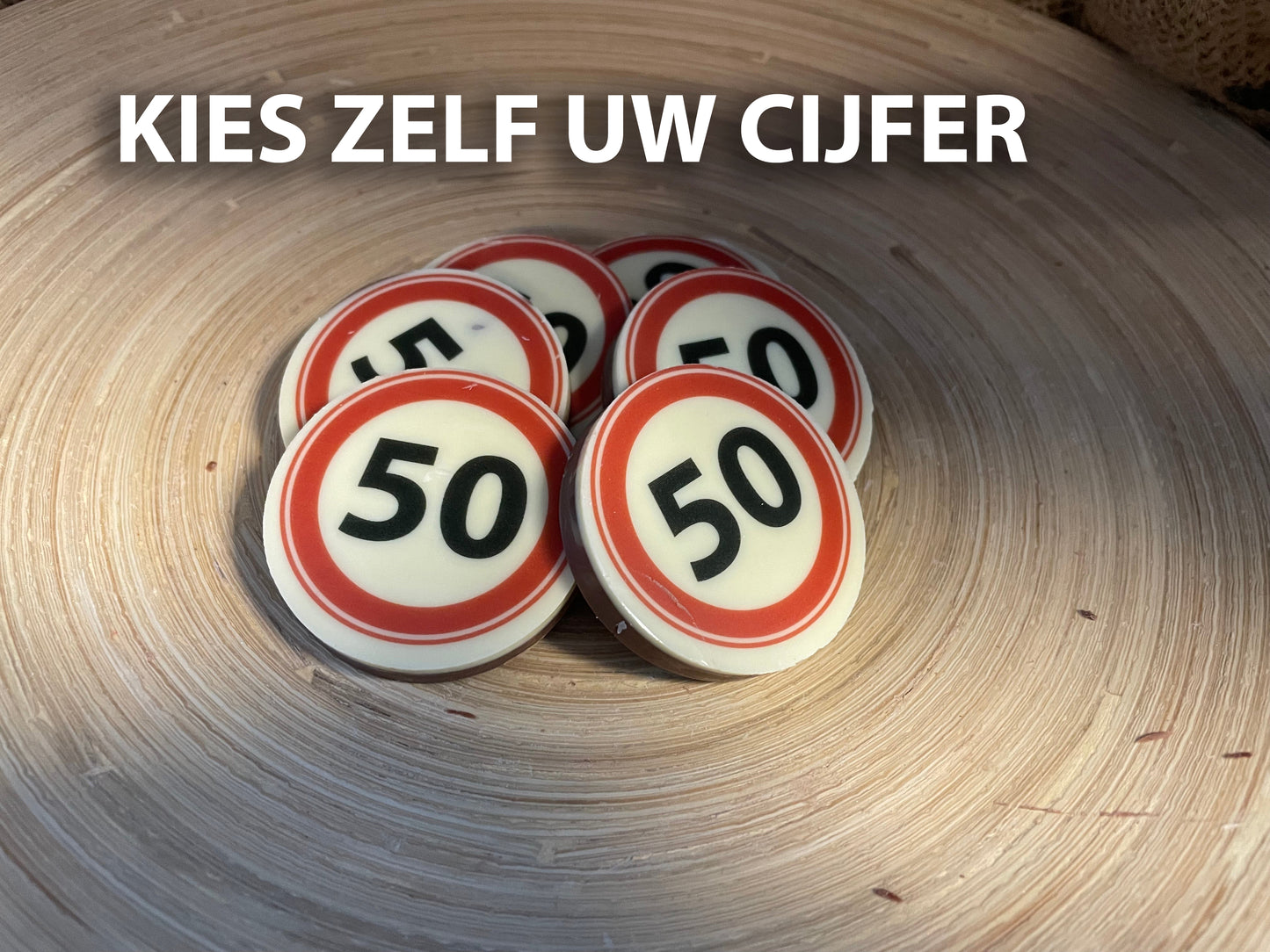 Chocolade verkeersbordjes 18 stuks - Cijfer naar wens - Verjaardag - Jubileum