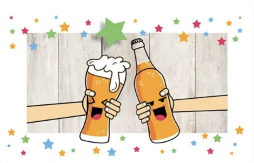 Wenskaart: Glas en Fles