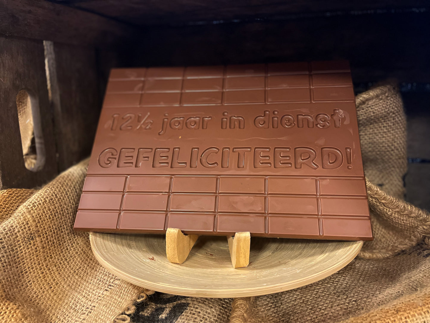 Chocoladetablet 12,5 jaar in dienst - A4 formaat