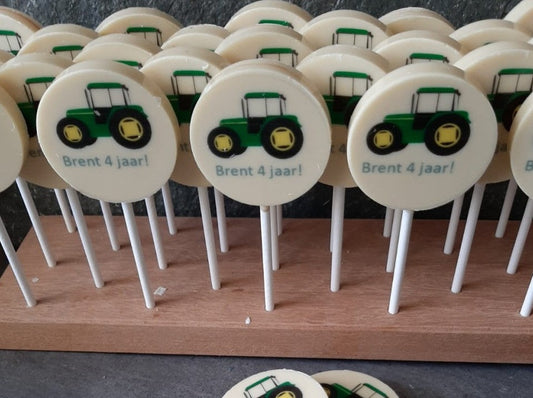 Chocolade lolly met eigen print (per 14 stuks)