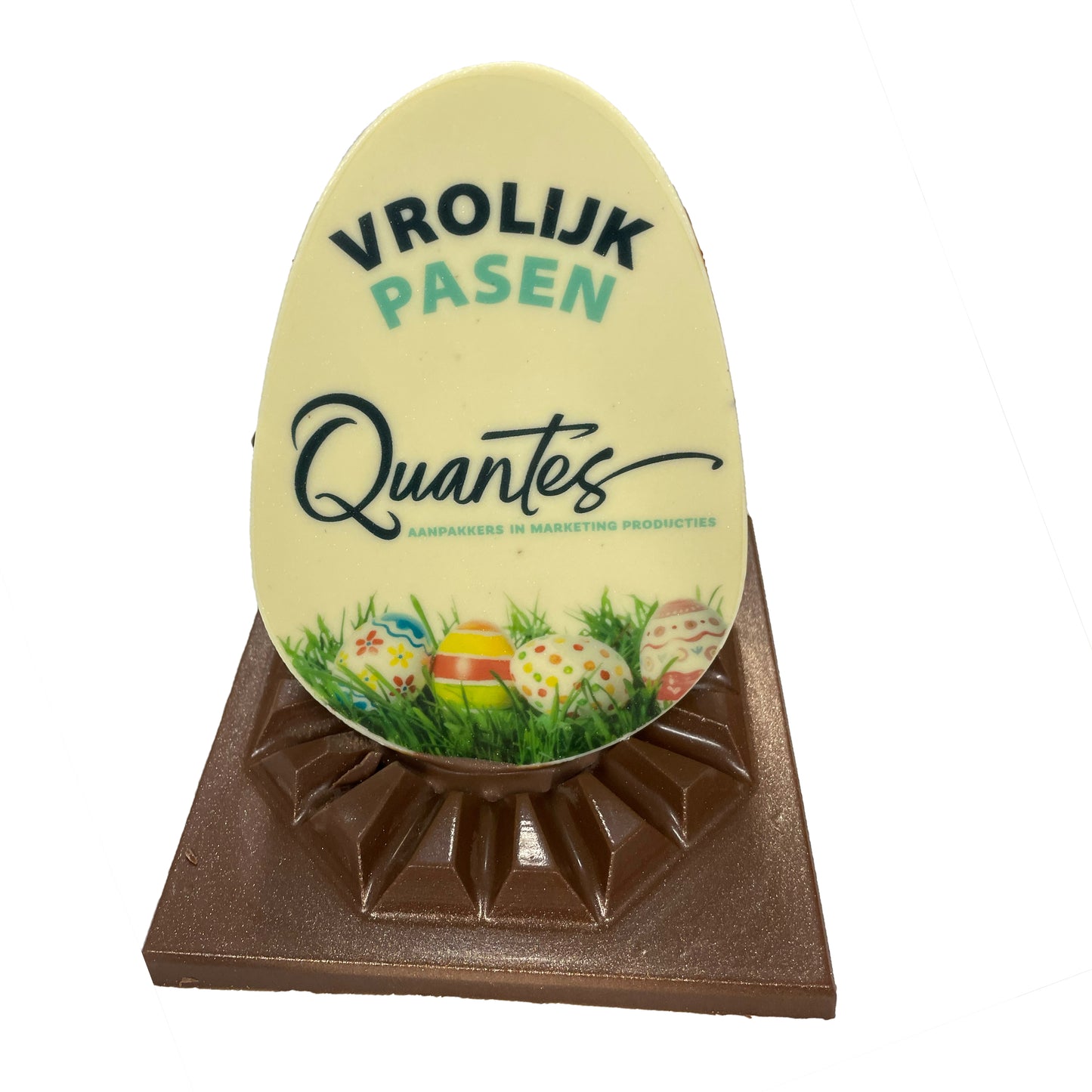 Half paasei met logo-deksel