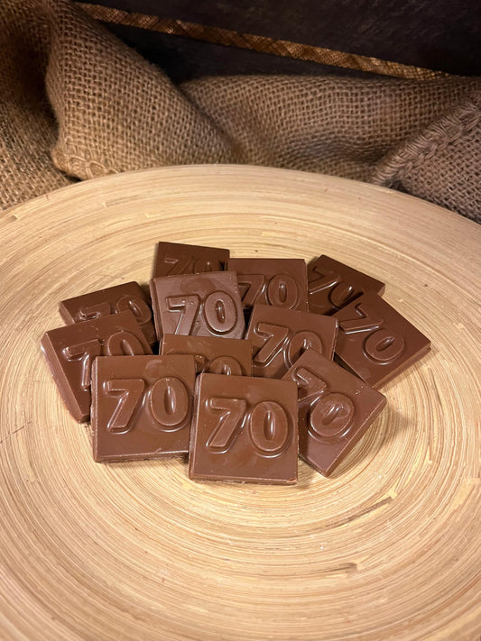 70 jaar / cijfer chocolaatjes 32 stuks