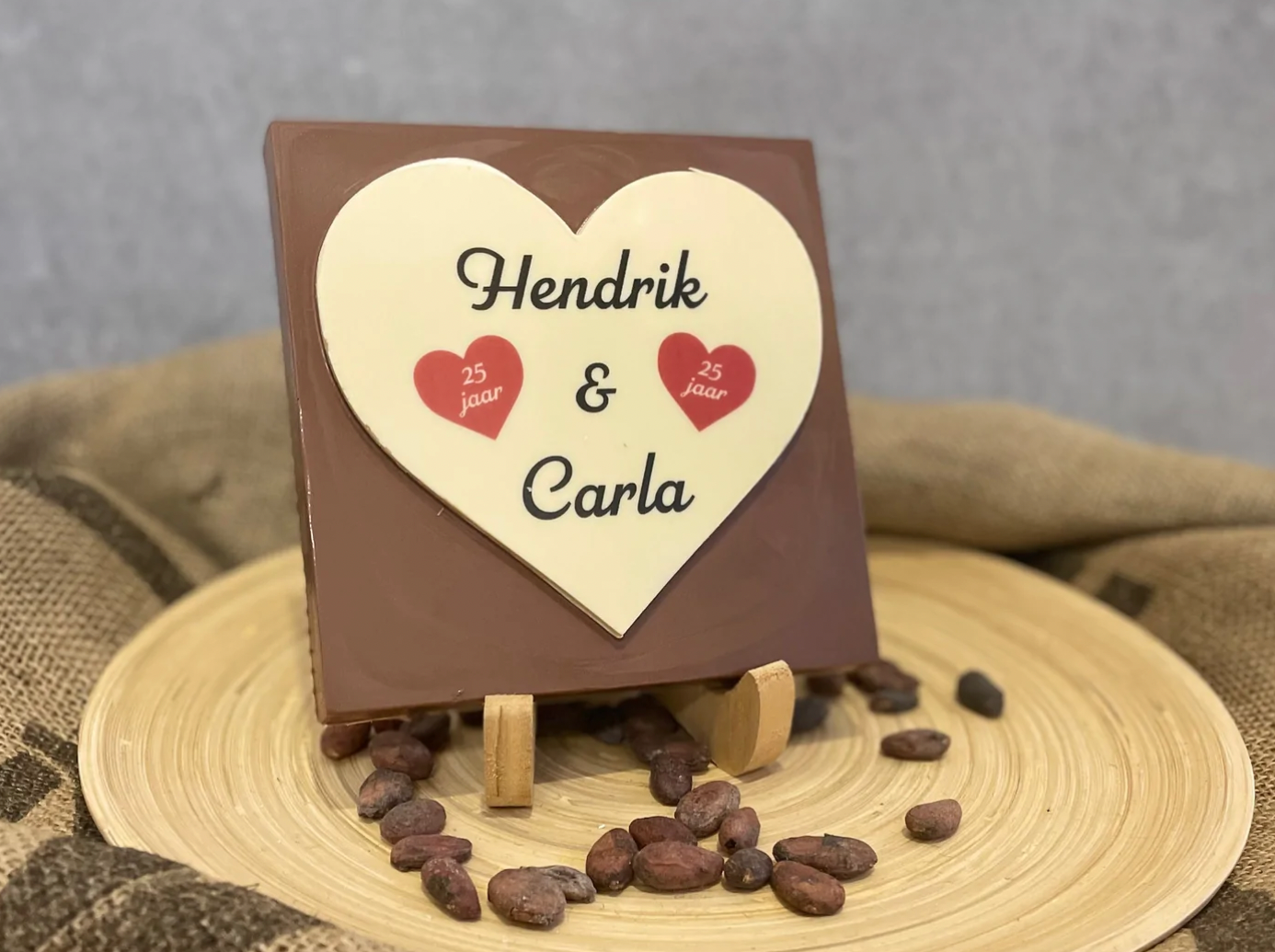 Chocolade hart met eigen print